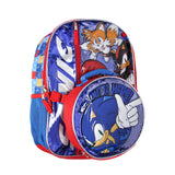 Sonic The Hedgehog Backpack 16" Fast Molded Lunch Cinch Bag 5PC Set