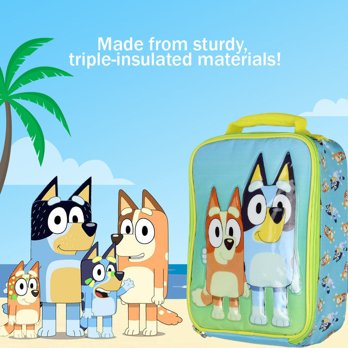 Bluey Kids Lunch Box Bluey And Bingo Raised Character Insulated Lunch Bag 10" - Seven Times Six
