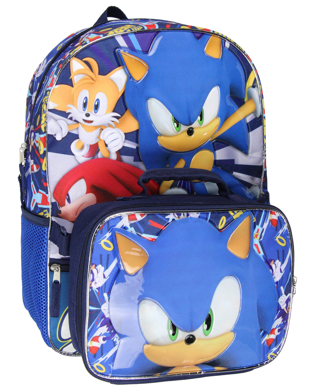 Sonic The Hedgehog School Travel Backpack 2 Piece Set With Detachable Lunch Box