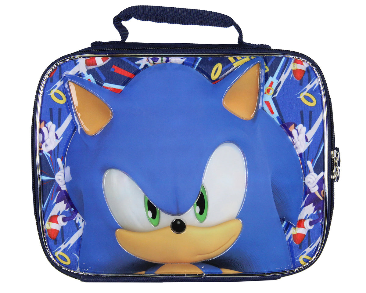 Sonic The Hedgehog School Travel Backpack 2 Piece Set With Detachable Lunch Box