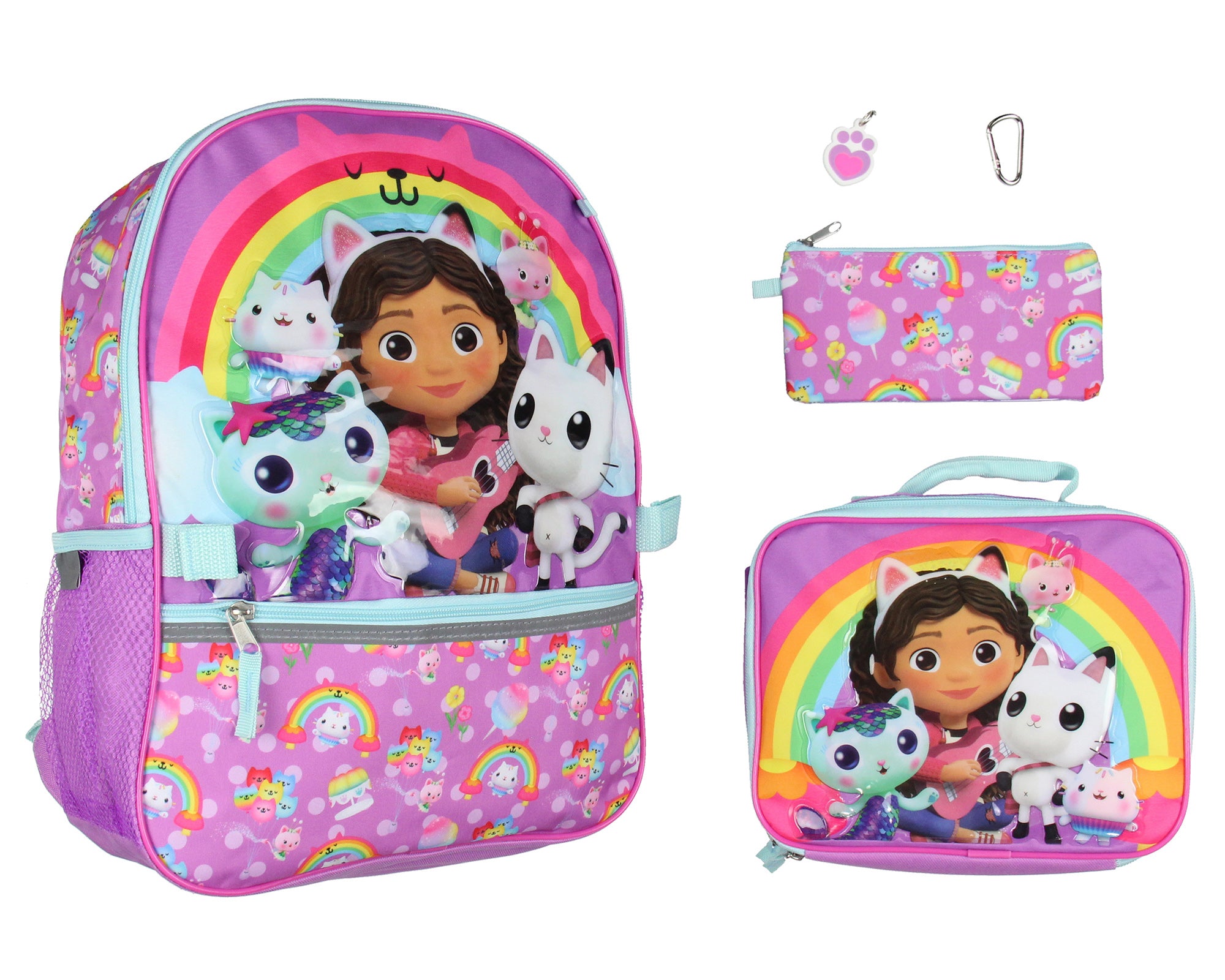 Gabby's Dollhouse Backpack Friend Lunch Box Pencil Water Bottle 5 Piece For Kids 16"