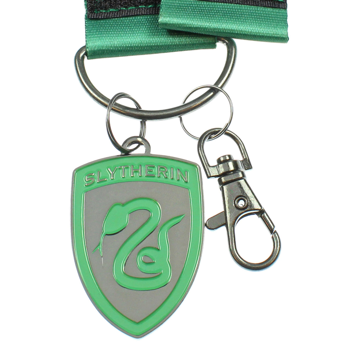 Harry Potter ID Lanyard With 2" Embossed Metal House Charm Pendant- Slytherin