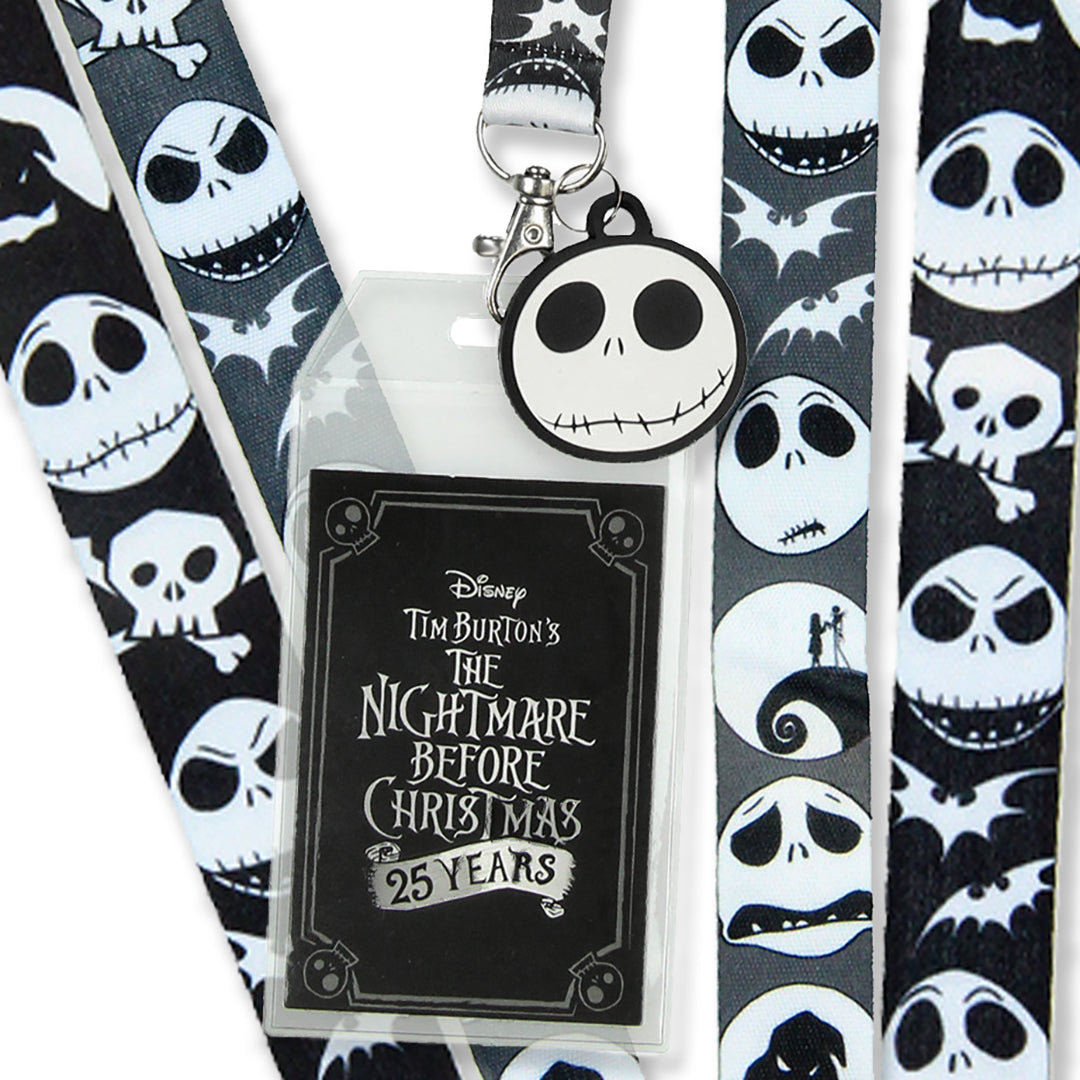 Nightmare Before Christmas Jack ID Lanyard Badge Holder With 1.5" Charm Pendant - Seven Times Six