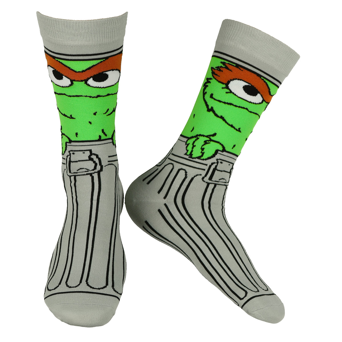 Sesame Street Oscar The Grouch 360 Character Design Mens Crew Socks, 1 Pair