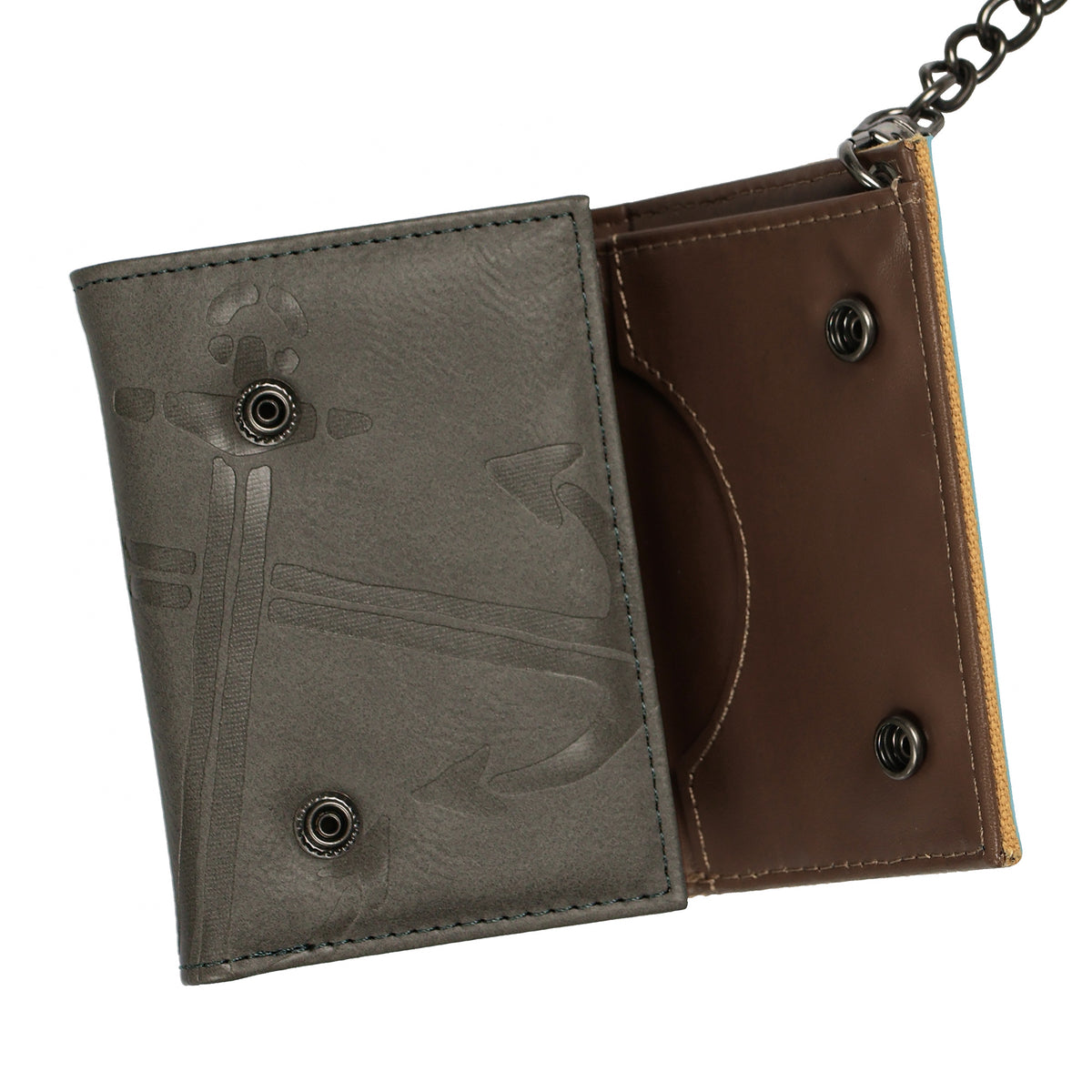 One Piece Straw Hat Crew Tri-Fold Snap Chain Wallet With Loop Strap