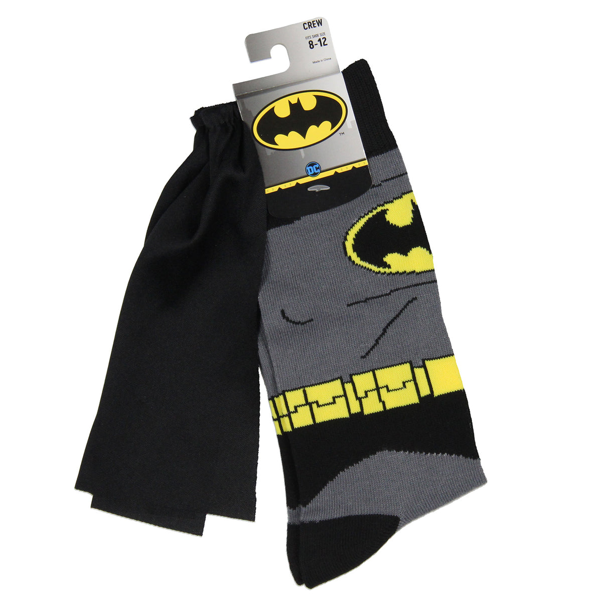 DC Comics Men's Adult Batman Cape Crew Mid-Calf Socks