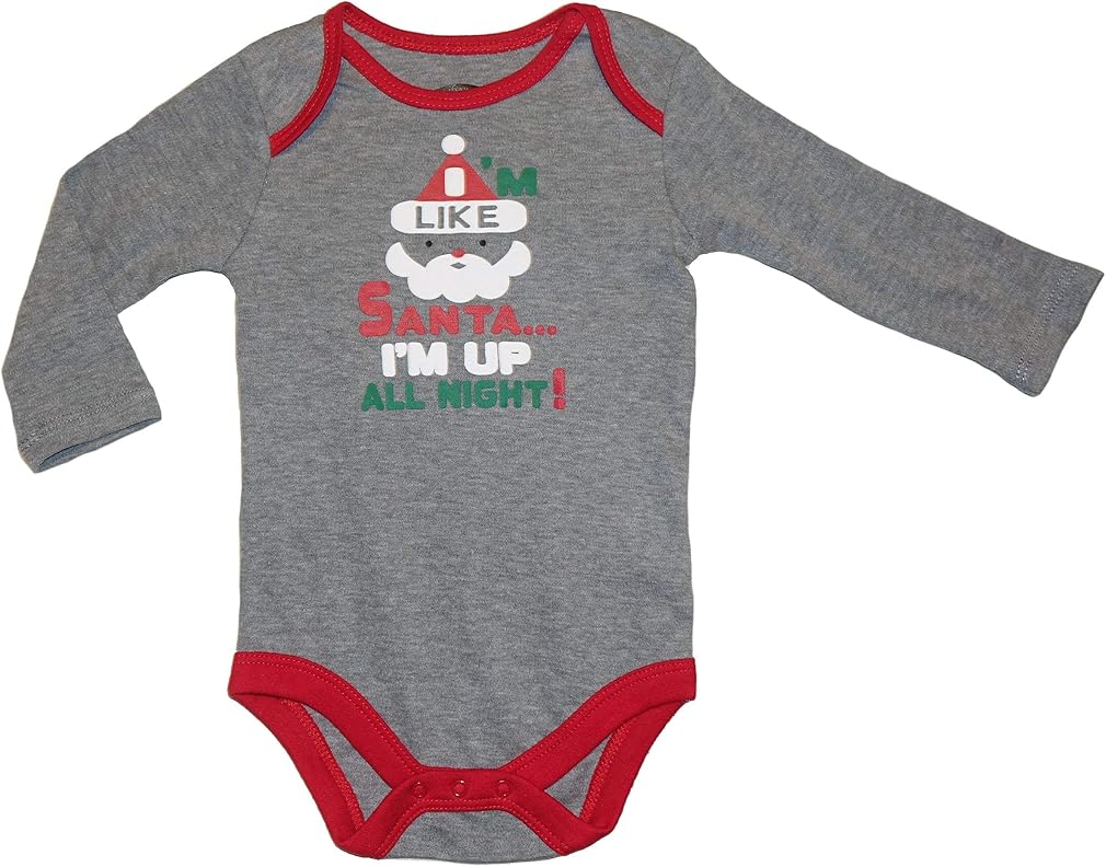 Assorted Santa, Reindeer Baby Boys & Girls Christmas Bodysuit Dress Up Outfit