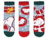 Peanuts Snoopy and Woodstock Holiday 3 Pair Chenille Quarter Crew Socks