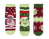 Shrek Women's Shrek and Donkey Holiday Chenille Socks Scalloped Cuff 3 Pair