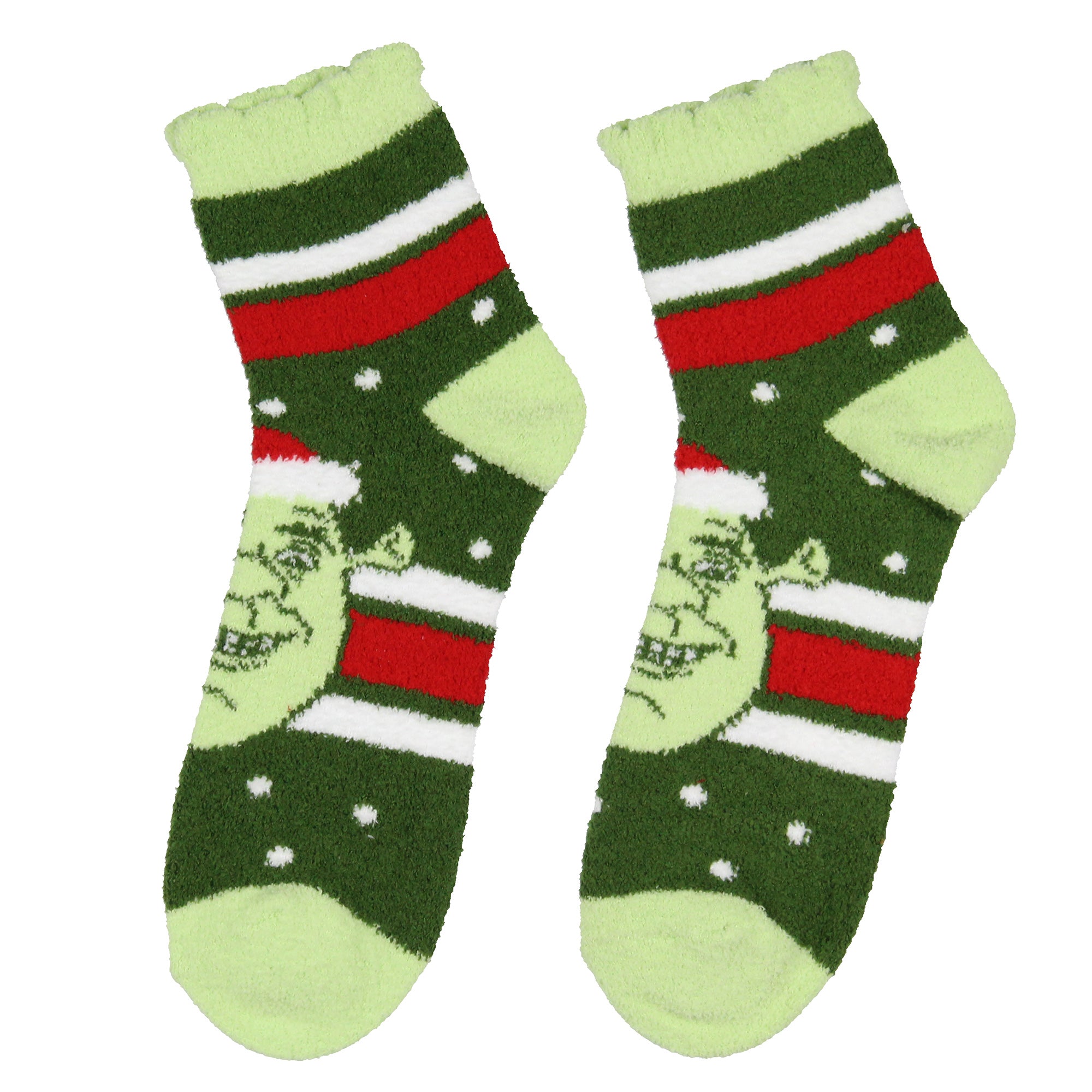 Shrek Women's Shrek and Donkey Holiday Chenille Socks Scalloped Cuff 3 Pair