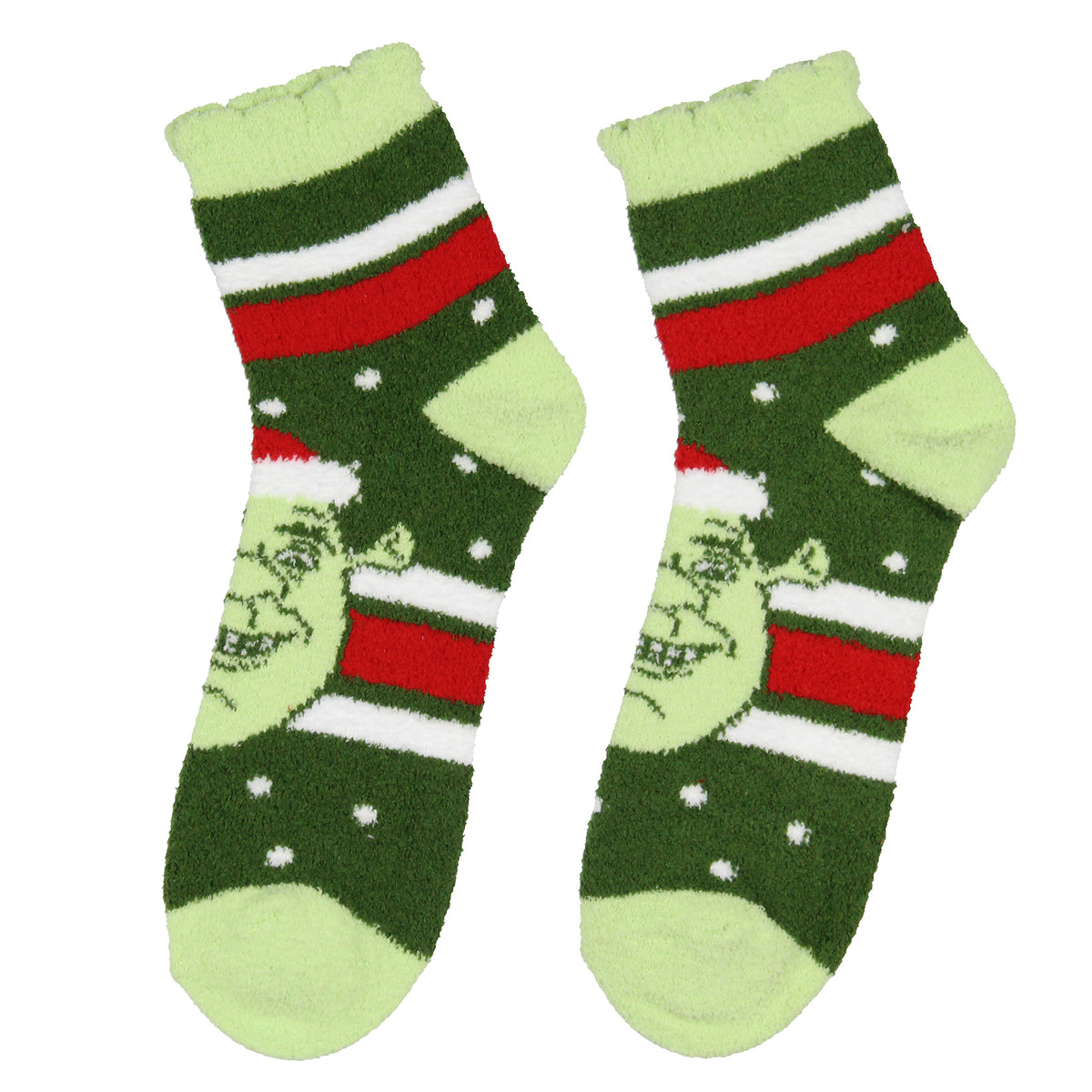 Shrek Women's Shrek and Donkey Holiday Chenille Socks Scalloped Cuff 3 Pair