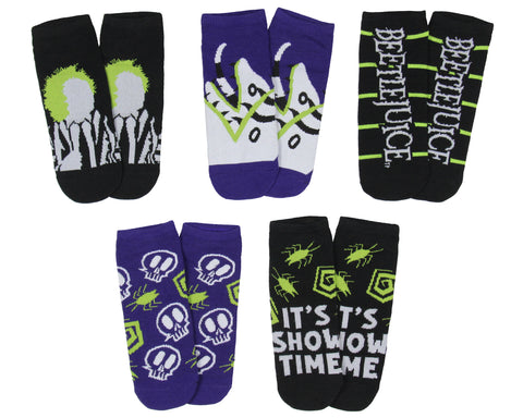Beetlejuice It's Show Time 5 Pack No-Show Ankle Socks