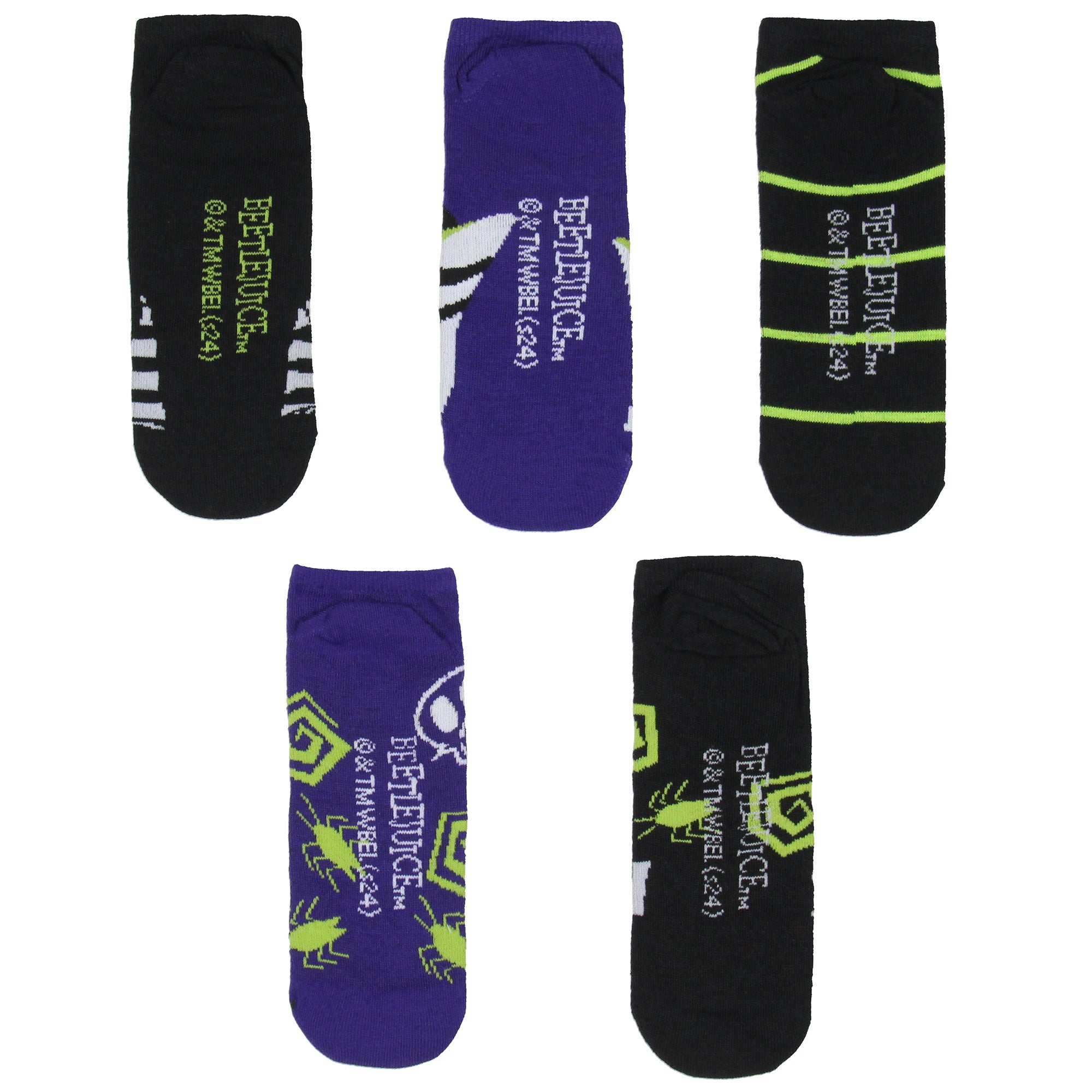 Beetlejuice It's Show Time 5 Pack No-Show Ankle Socks