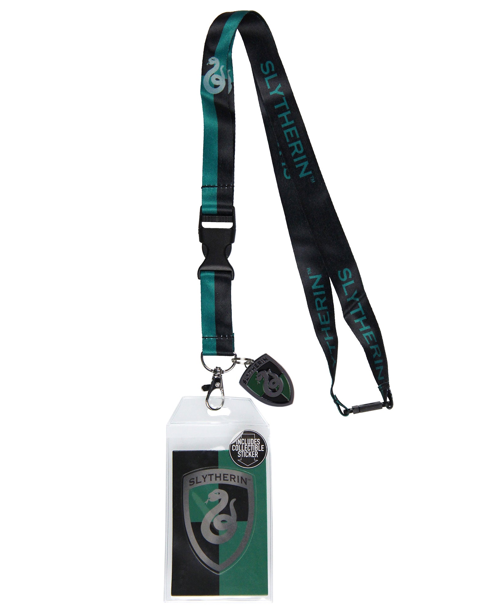 Harry Potter Slytherin House Keychain Lanyard ID Holder Metal Charm With Sticker