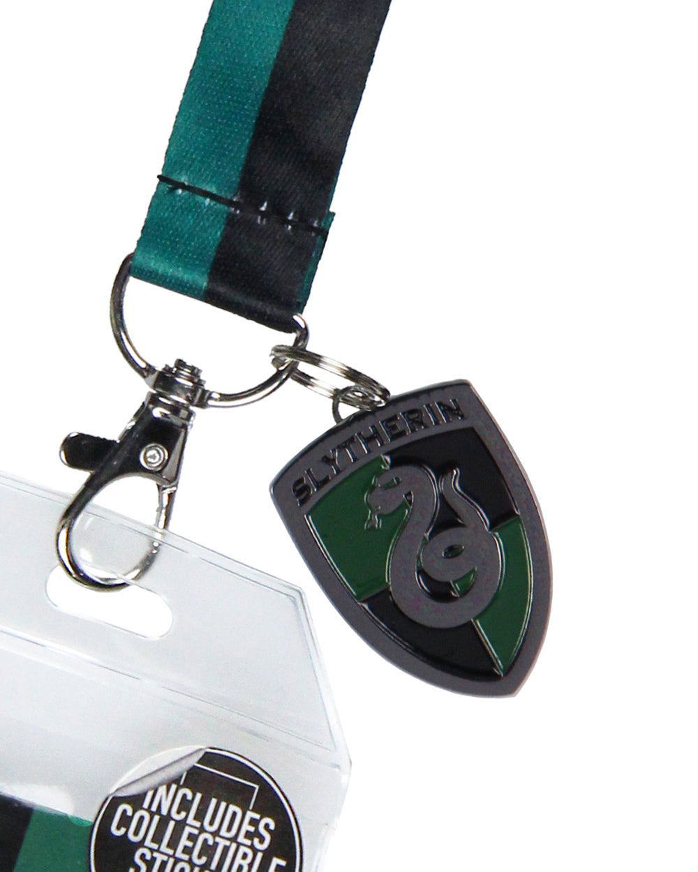 Harry Potter Slytherin House Keychain Lanyard ID Holder Metal Charm With Sticker