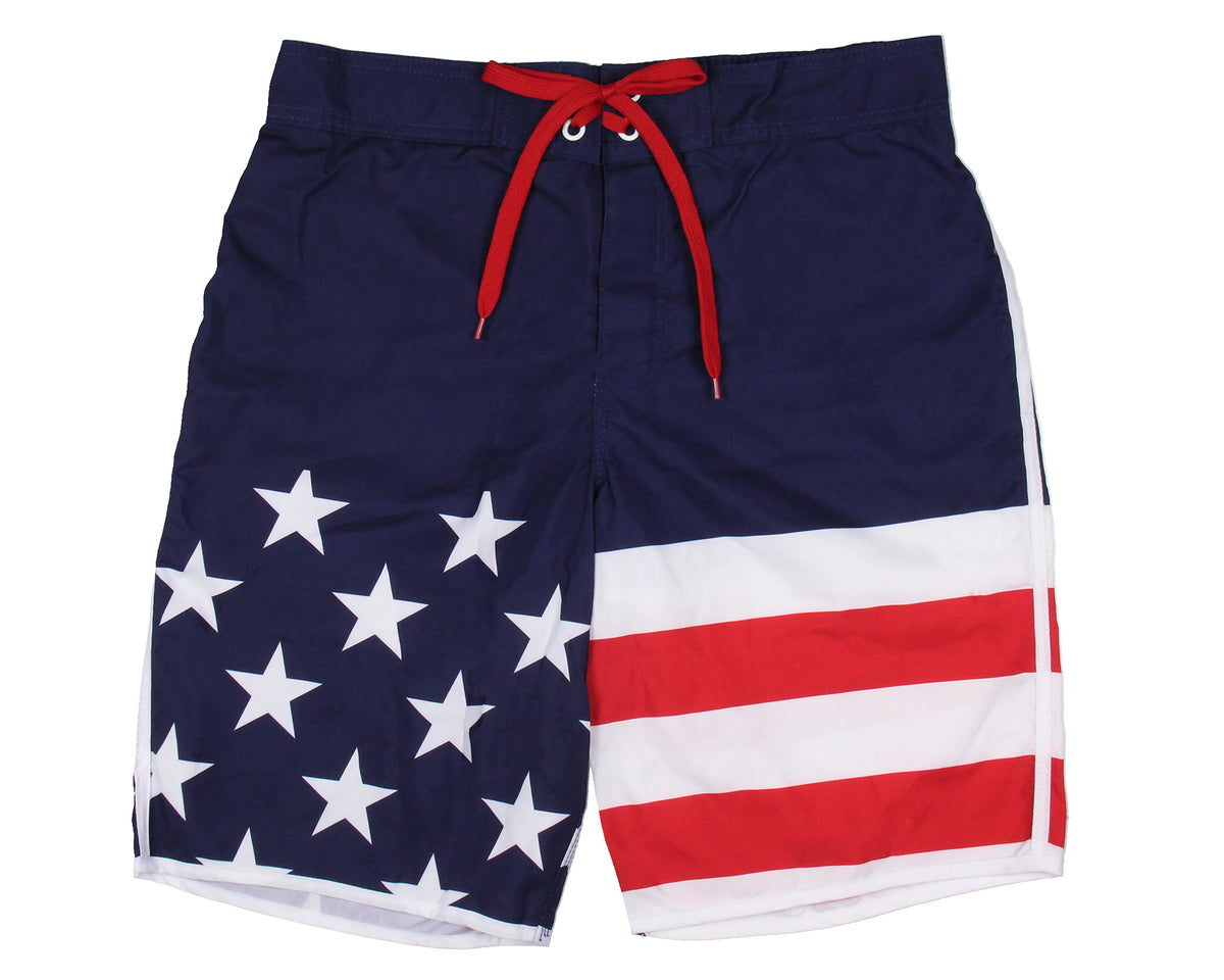 USA Men's Patriotic Red White Blue American Flag Swim Trunks Board Shorts