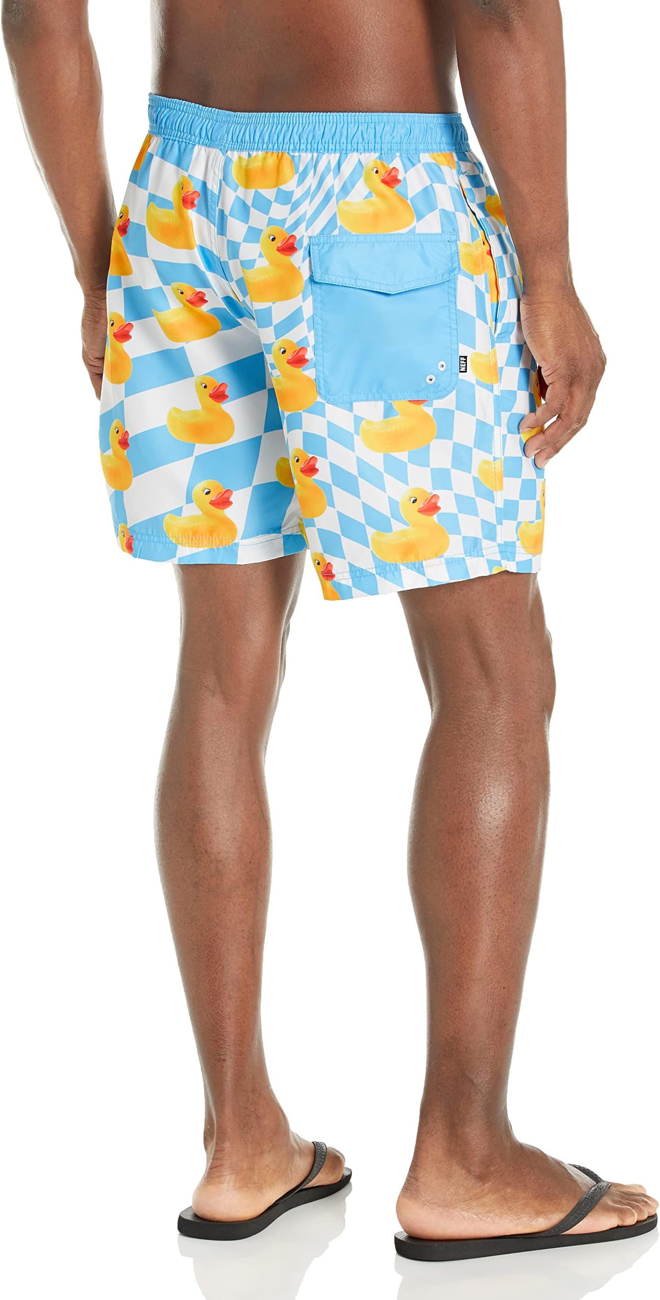 NEFF Men's Checkered Ducky Daily Hot Tub Board Shorts for Swimming (XL)