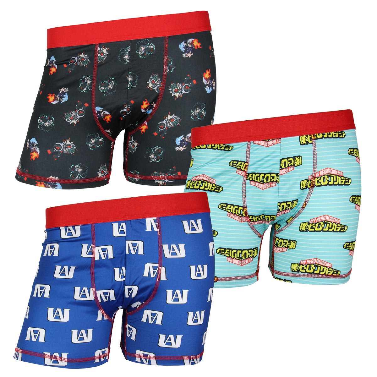 My Hero Academia Men's Anime Cartoon Boxer Brief 3-Pack Underwear Set