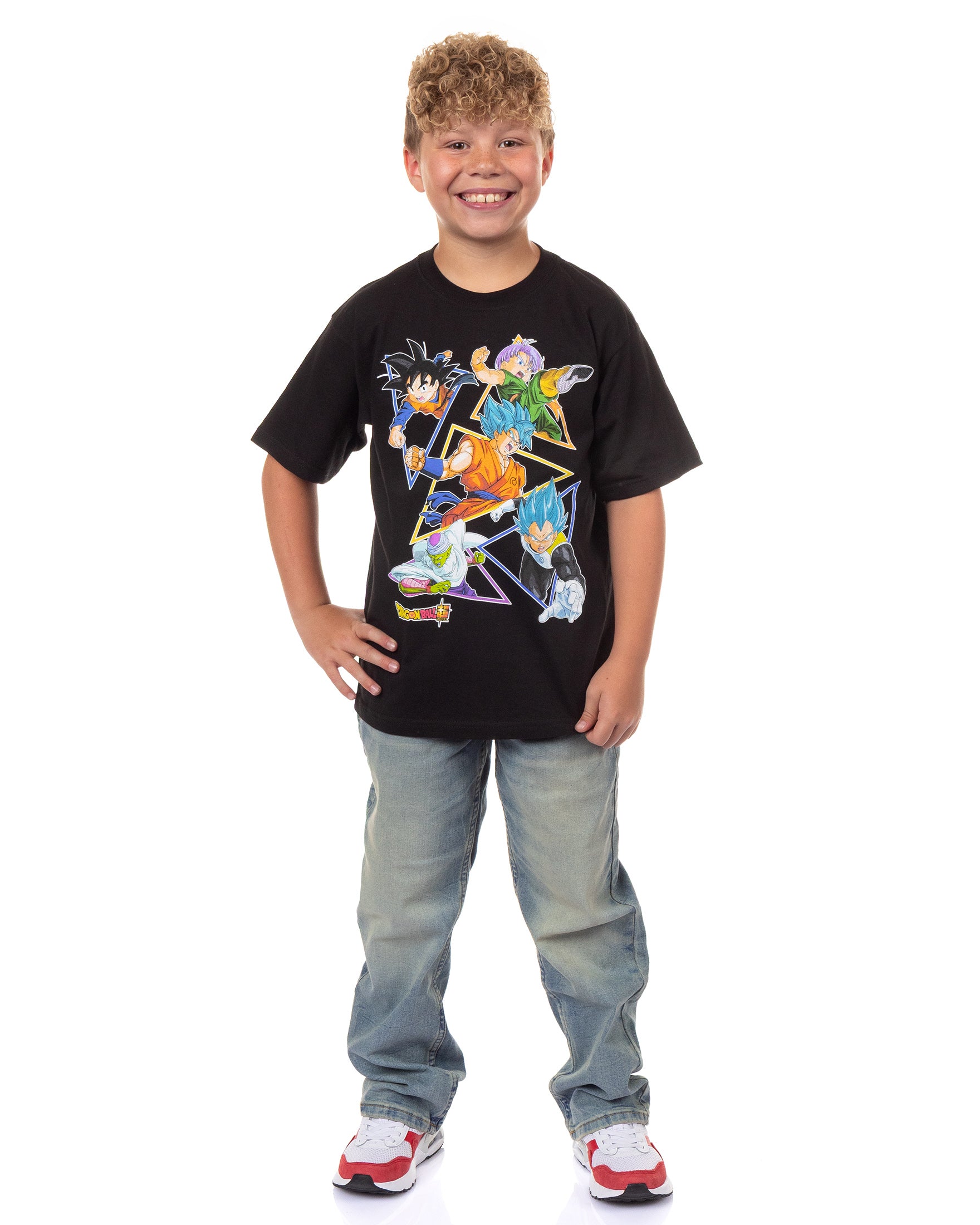 Dragon Ball Z Super Boys' Character Triangle Design Graphic Print T-Shirt