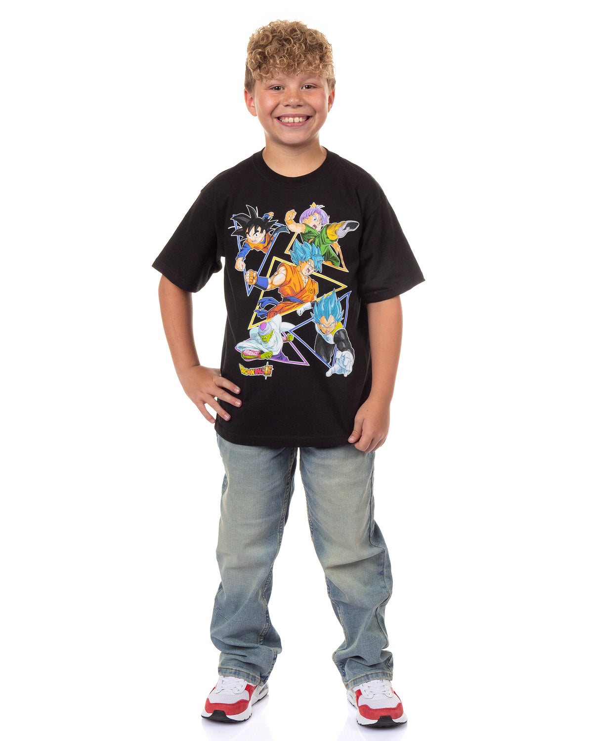 Dragon Ball Z Super Boys' Character Triangle Design Graphic Print T-Shirt
