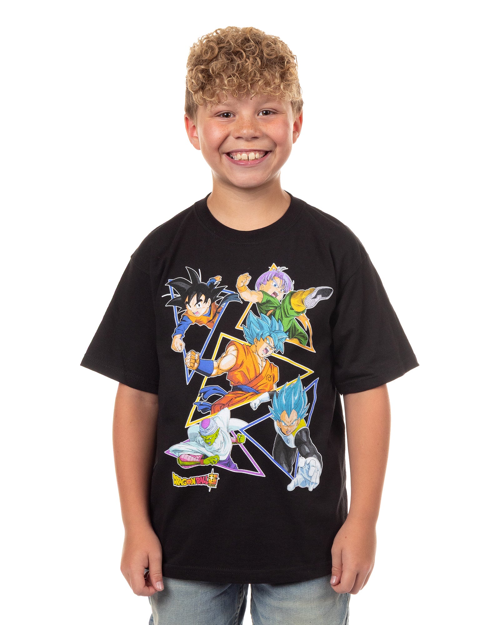 Dragon Ball Z Super Boys' Character Triangle Design Graphic Print T-Shirt