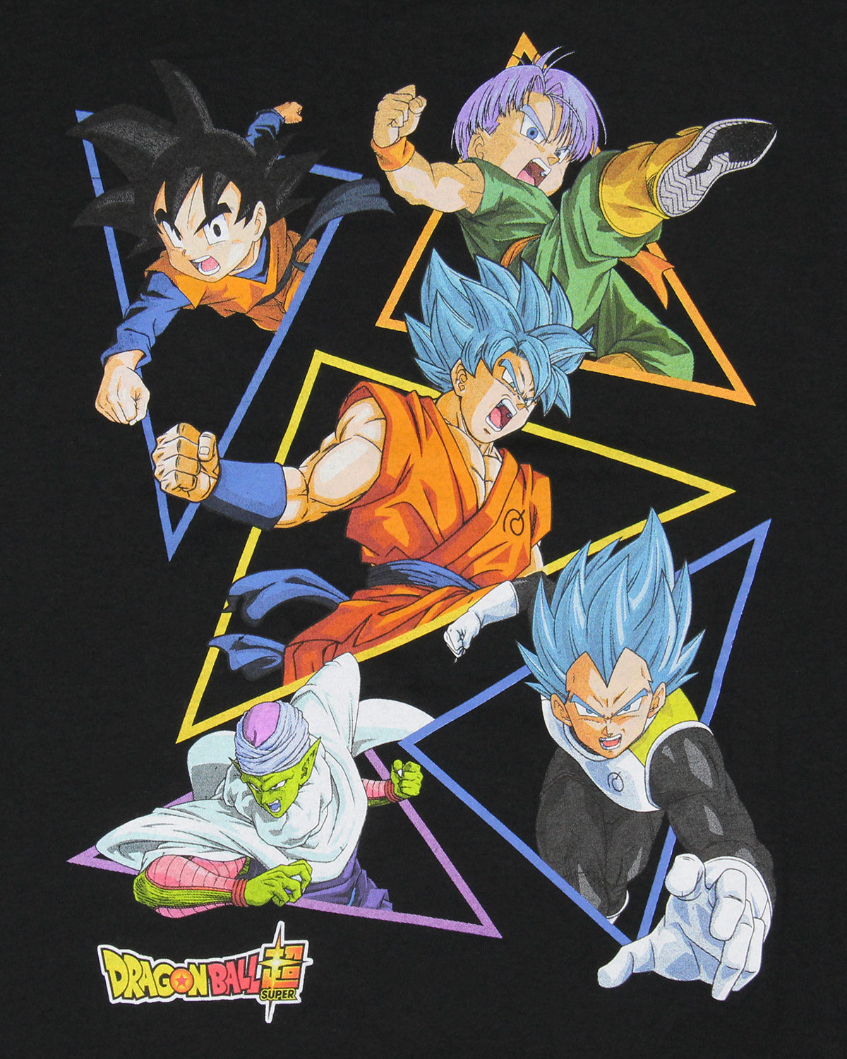 Dragon Ball Z Super Boys' Character Triangle Design Graphic Print T-Shirt