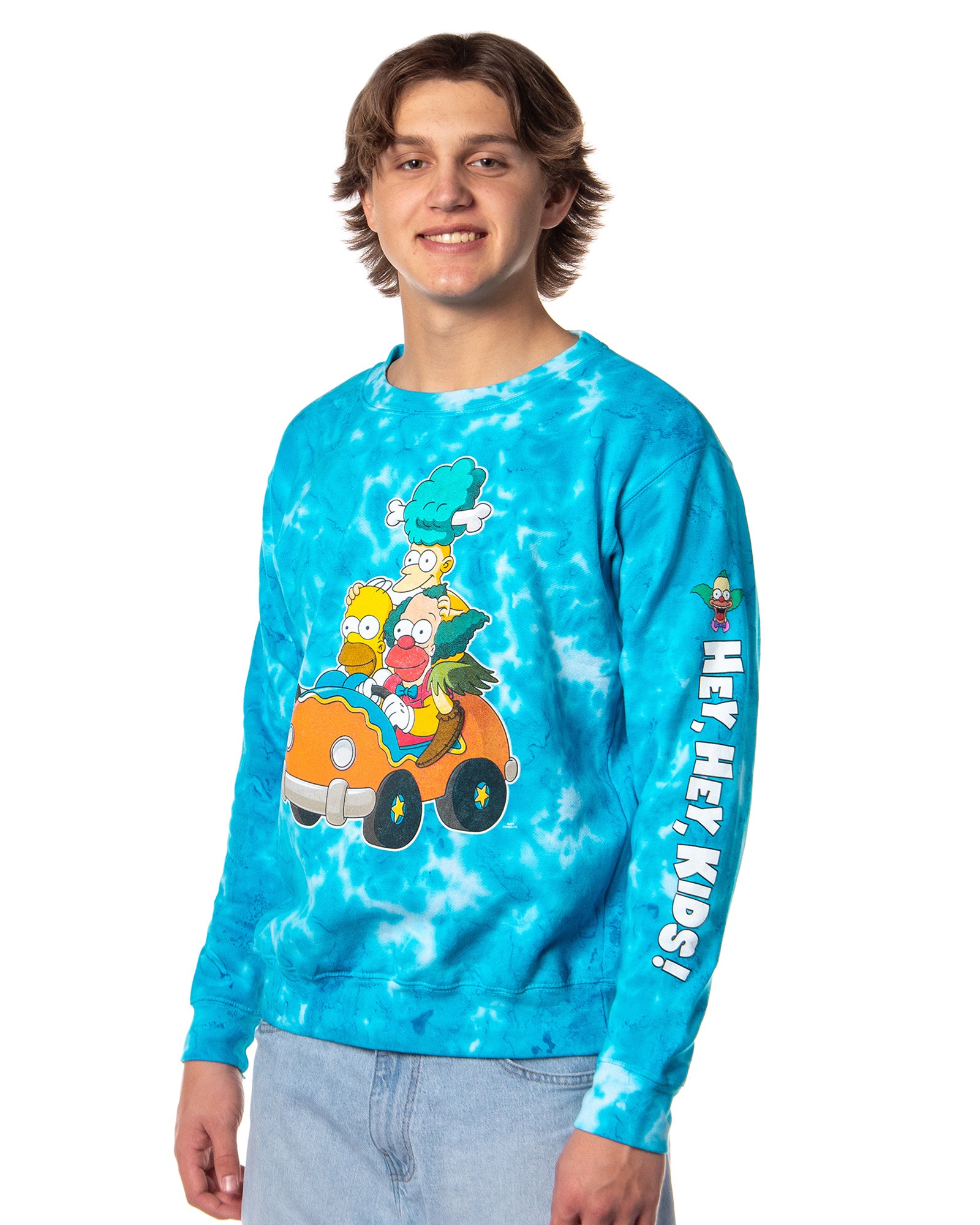 The Simpsons Men's Homer Krusty Sideshow Bob Tie Dye Pullover Sweatshirt