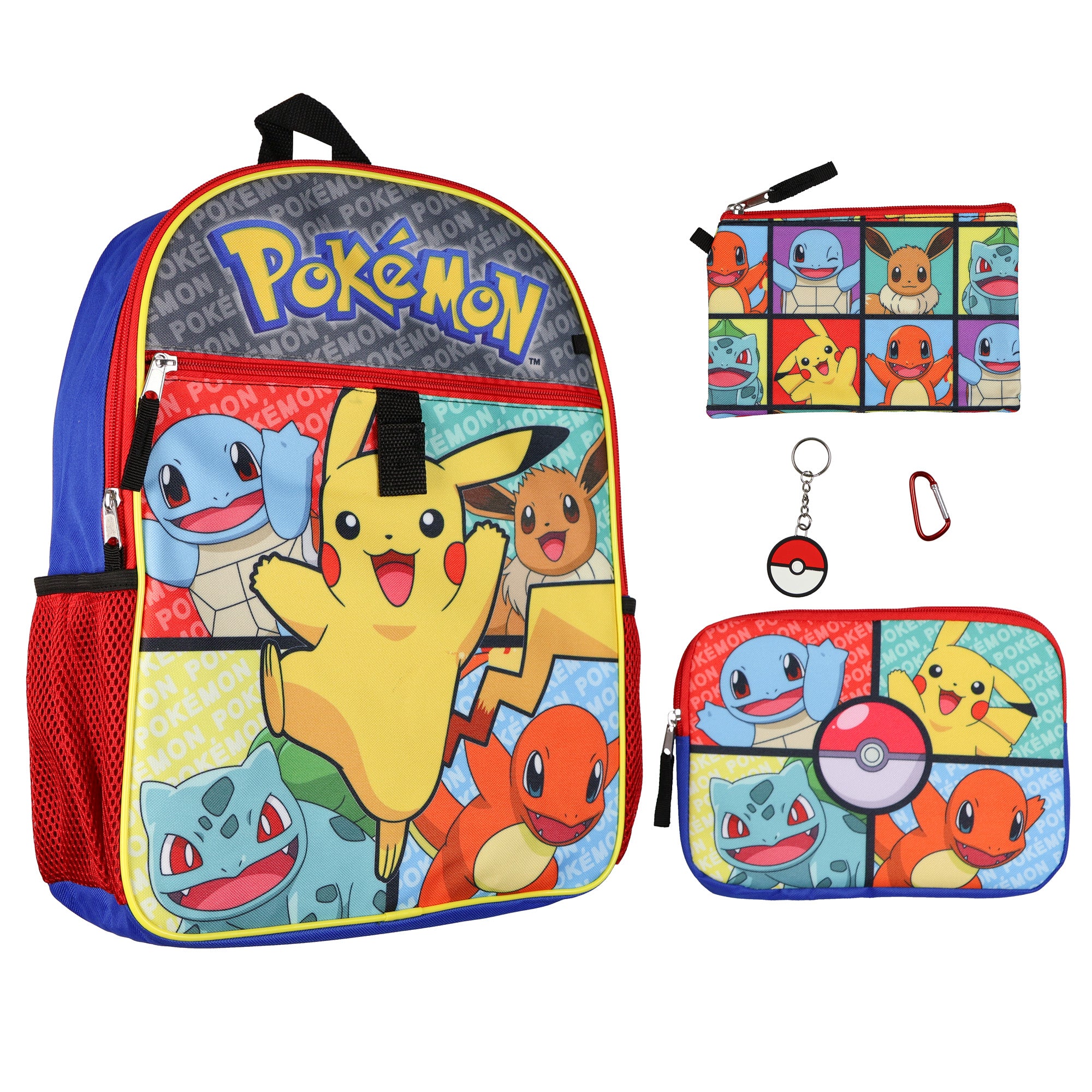 Pokemon 16" Backpack 5-Piece Set with Pencil Case and Keychain