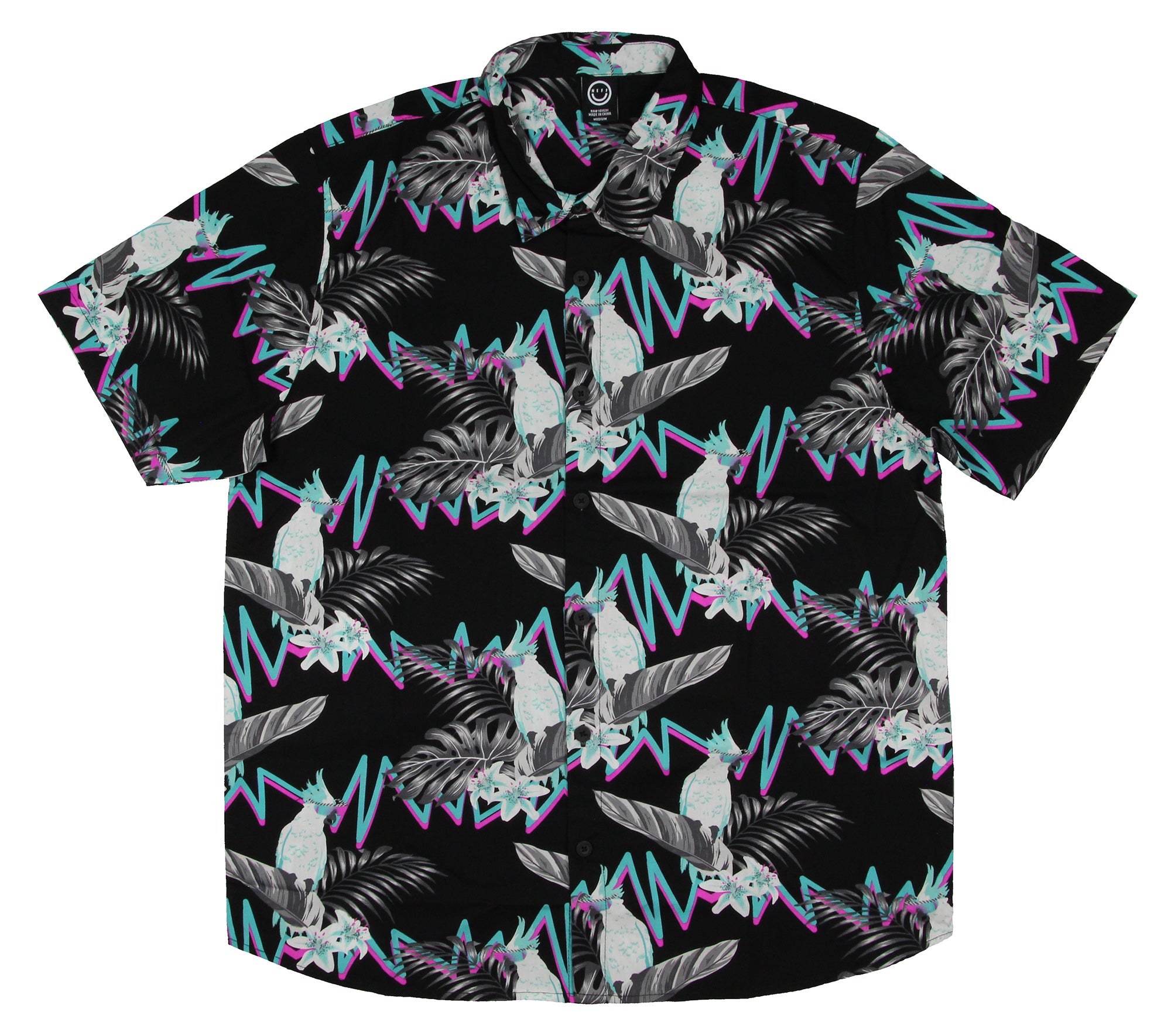 Neff Men's Birds And Feathers Hawaiian Print Button-Down Collared Shirt Adult