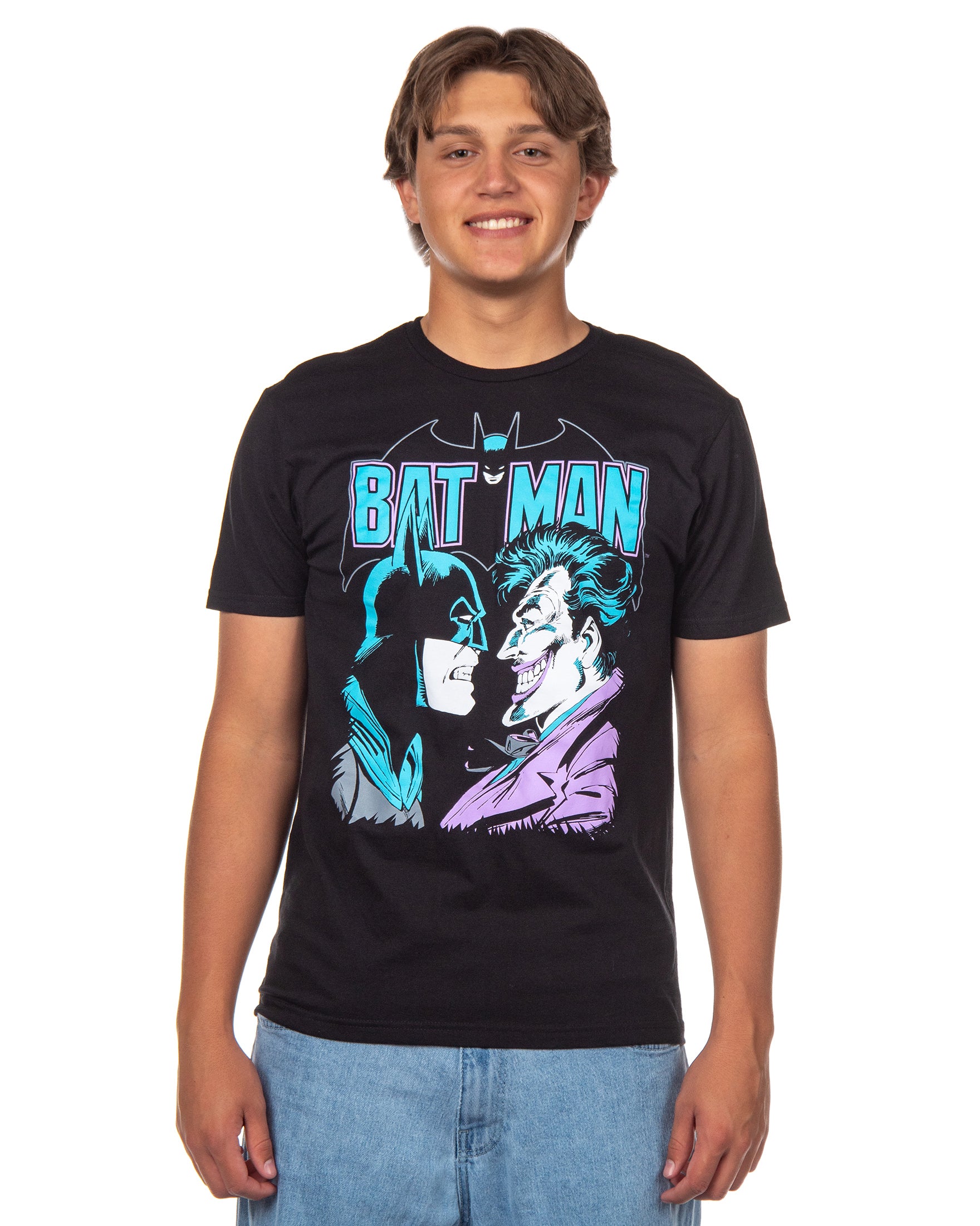 DC Comics Batman Shirt Mens The Joker Adult Short Sleeve Graphic Tee (S)