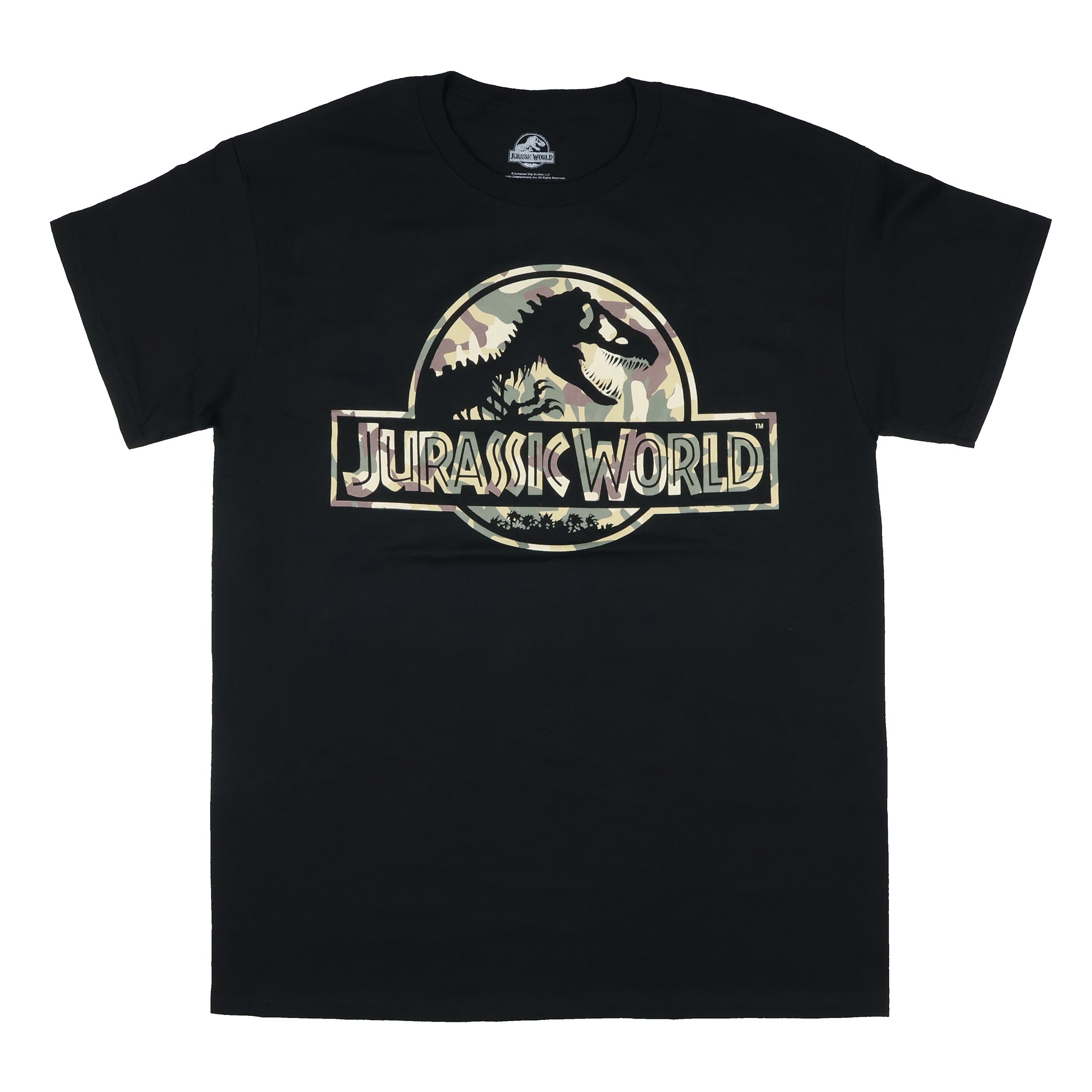 Jurassic World Men's T-Shirt Camo Filled Logo Design Short Sleeve Tee (2X-Large)