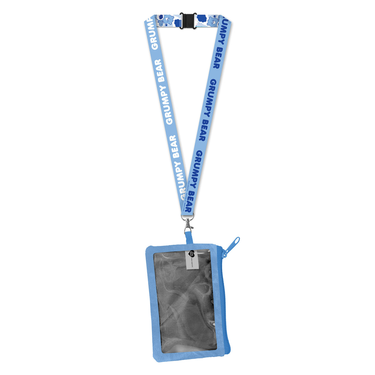 Care Bears Lanyard Grumpy Bear Breakaway Zipper Plush Pouch ID Holder Keychain