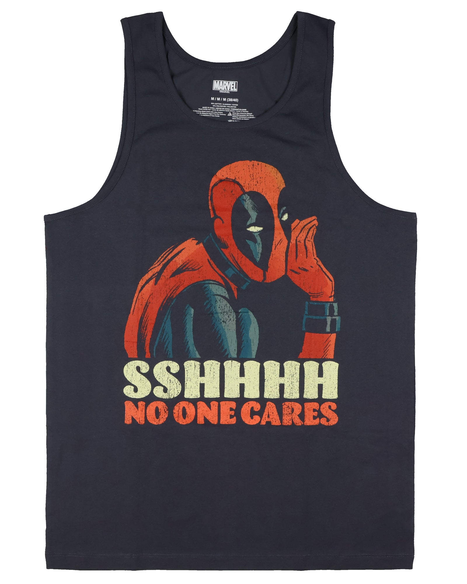 Marvel Deadpool Men's Sleeveless T-Shirt Sshhh No One Cares Tank Top