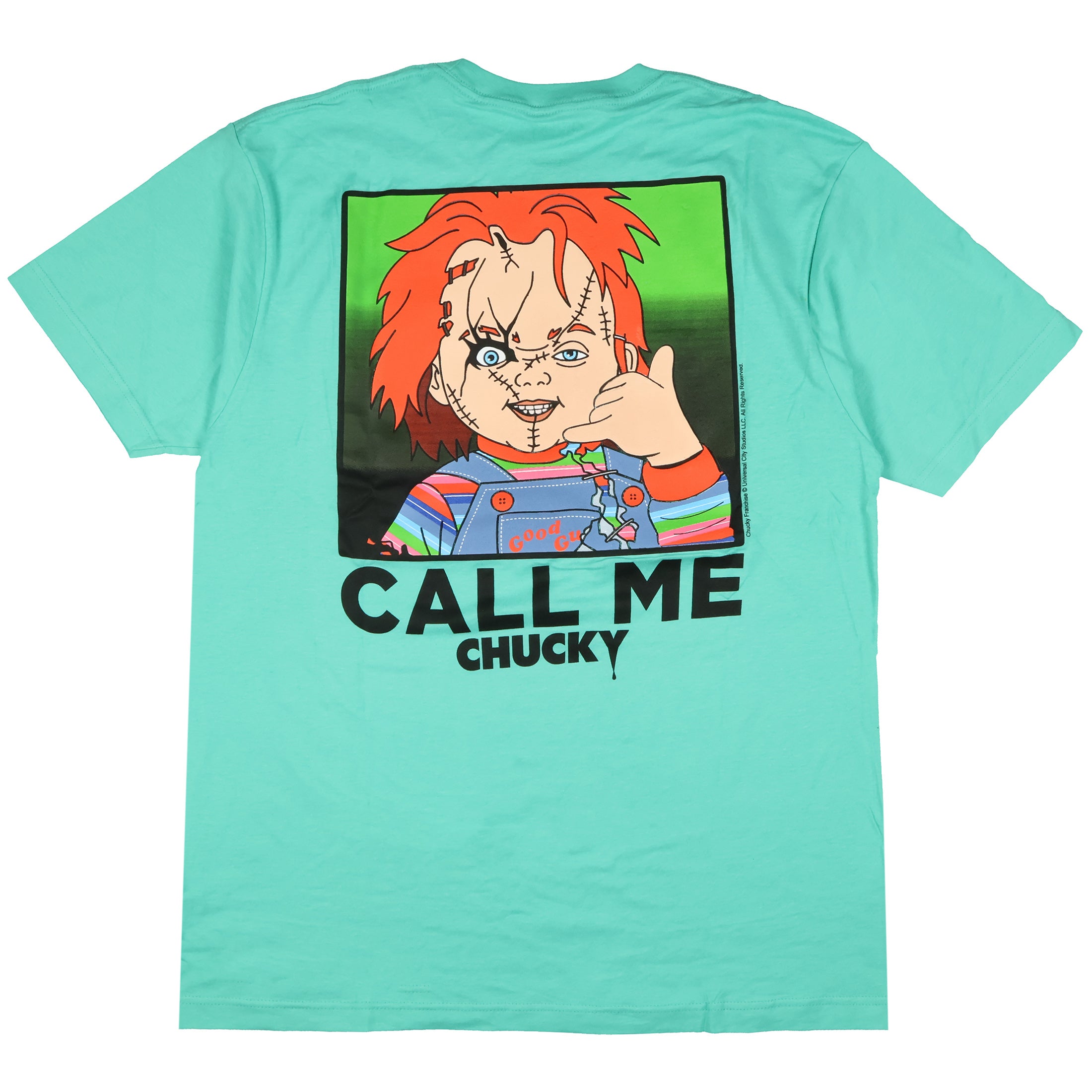 Chucky T Shirt Call Me Horror Movie Mens Adult Front Back Graphic Print