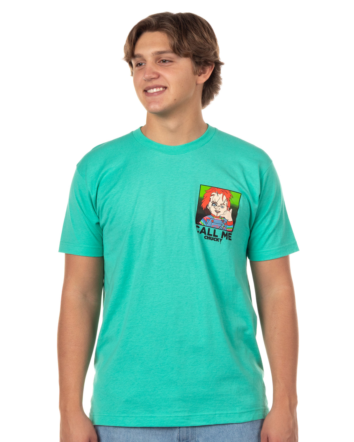Chucky T Shirt Call Me Horror Movie Mens Adult Front Back Graphic Print