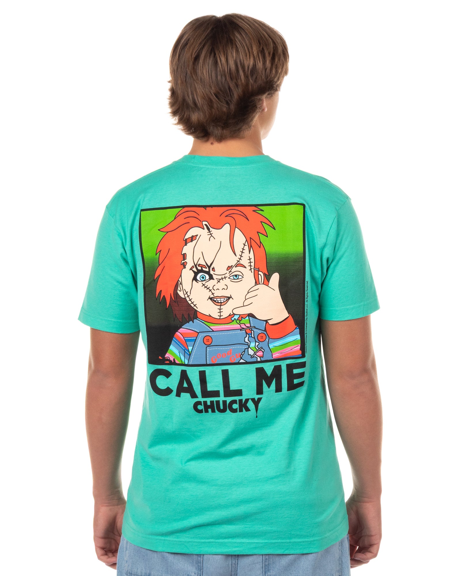 Chucky T Shirt Call Me Horror Movie Mens Adult Front Back Graphic Print