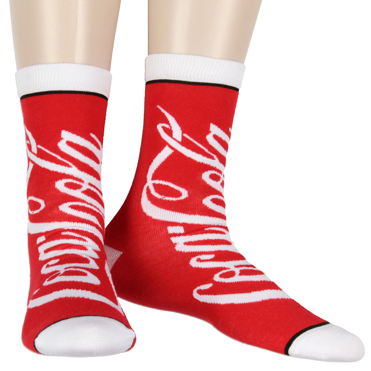 Coca-Cola Coke Crew Socks Bottles And Cans Soda Pop Drink Print 2 Pack