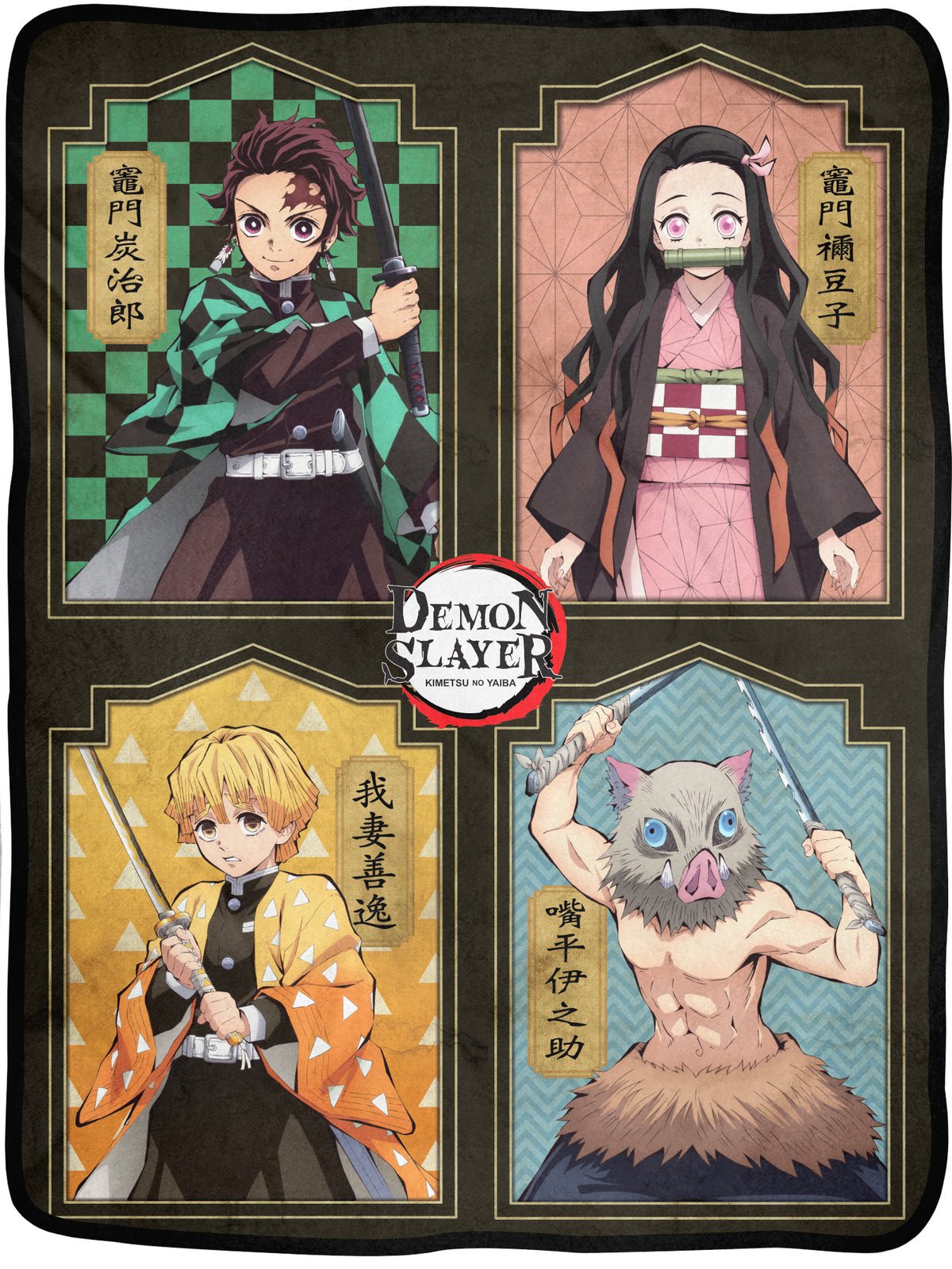 Demon Slayer Group Panel Throw Blanket 46" x 60" Soft Plush Fleece Throw Blanket