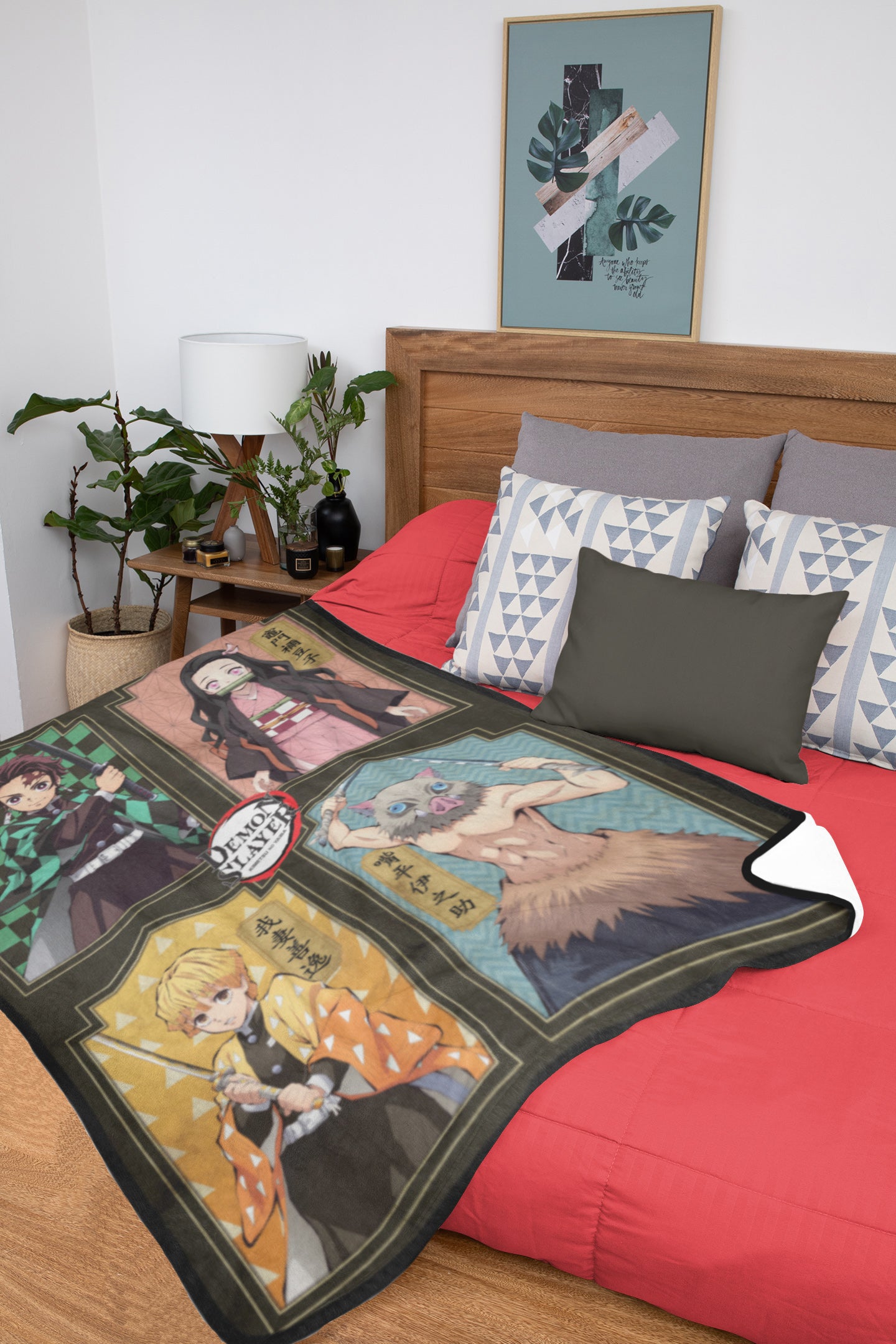 Demon Slayer Group Panel Throw Blanket 46" x 60" Soft Plush Fleece Throw Blanket
