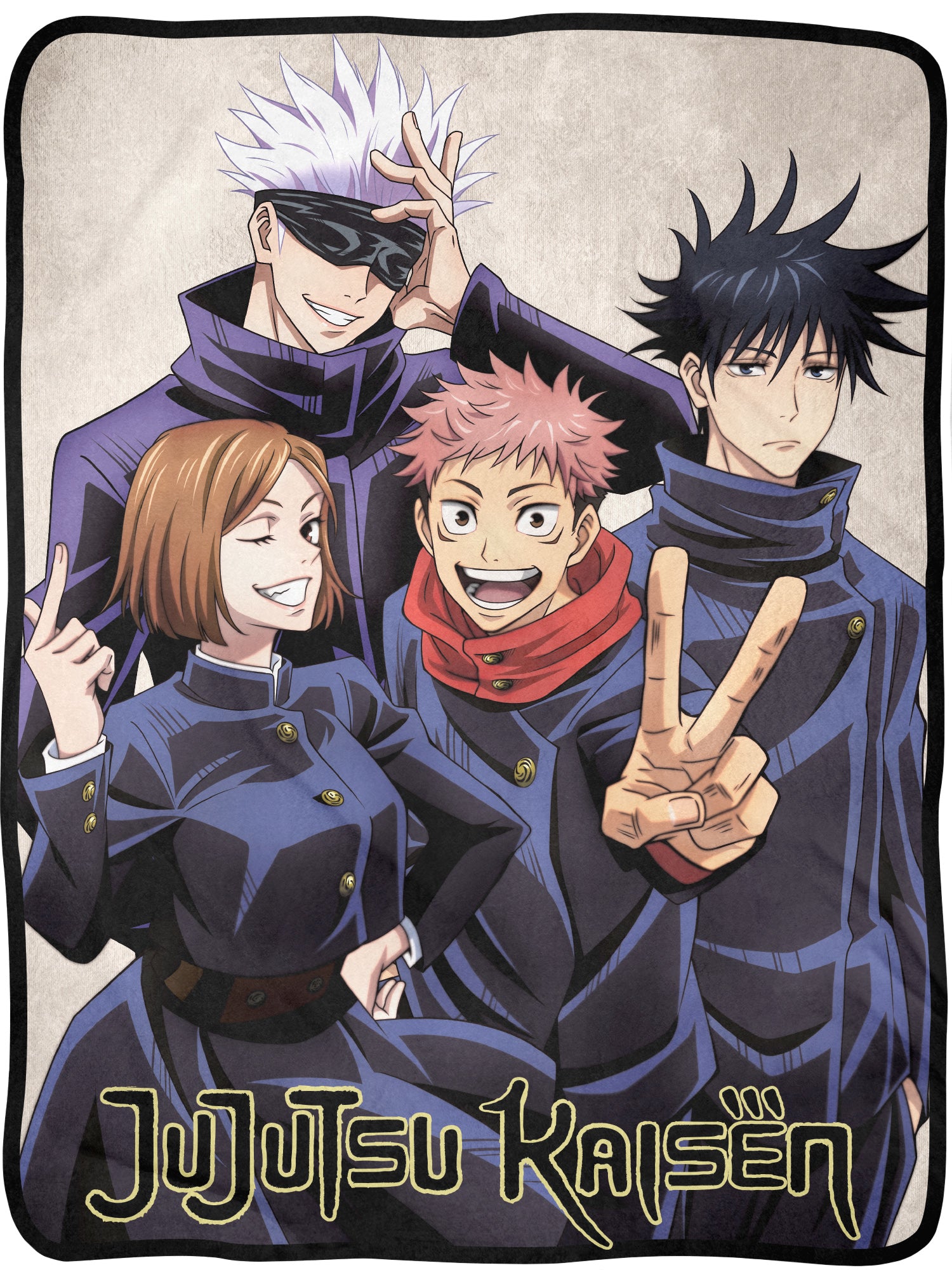 Jujutsu Kaisen Anime Throw Blanket | Main Four Poster Fleece Throw Blanket 45x60