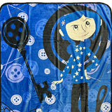 Coraline Fleece Blanket Allover Button Design Plush Lap Throw 46" x 60"