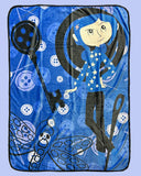 Coraline Fleece Blanket Allover Button Design Plush Lap Throw 46" x 60"