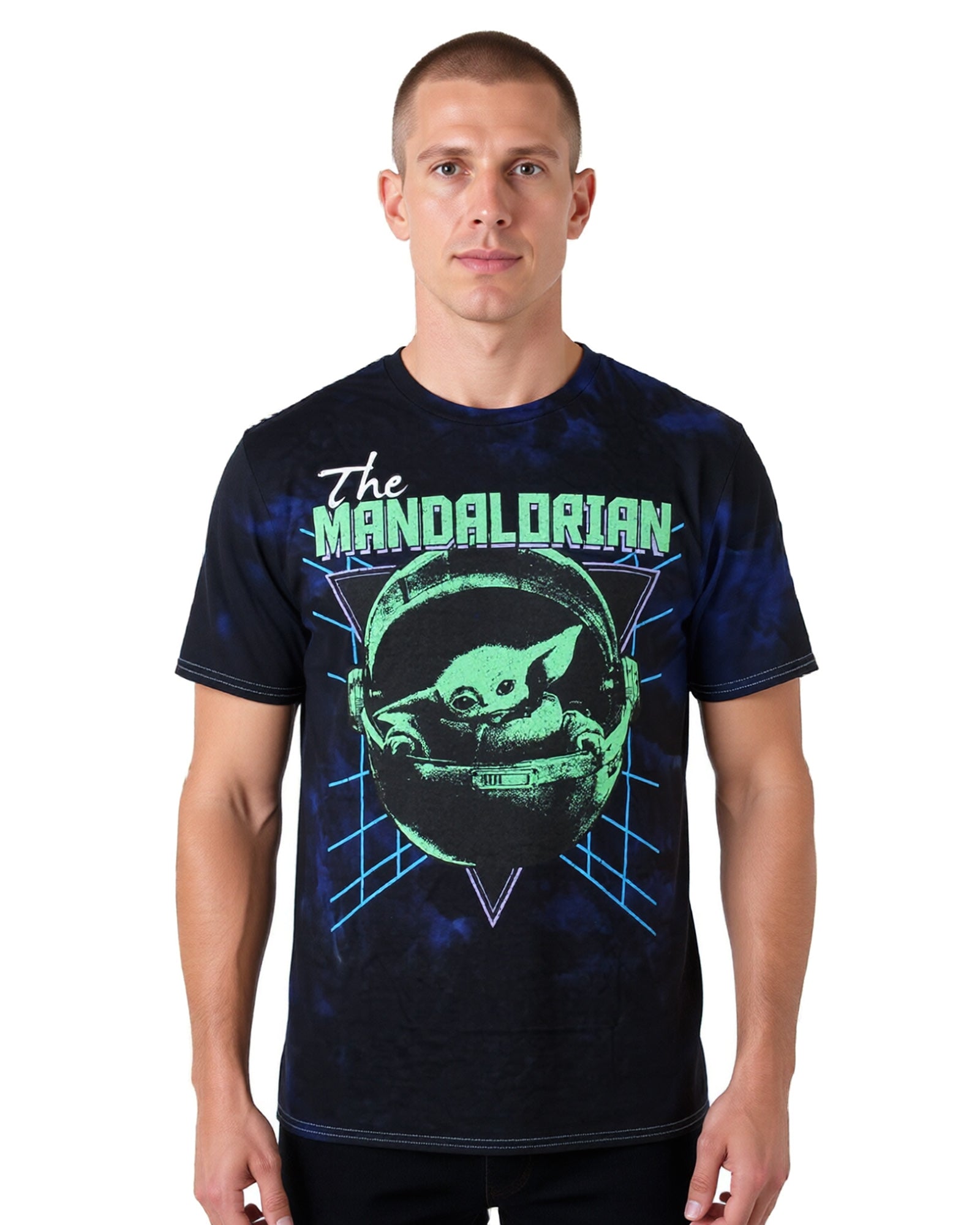 Star Wars Mens' The Mandalorian Transport Pod Dark Mode Tie-Dye T-Shirt