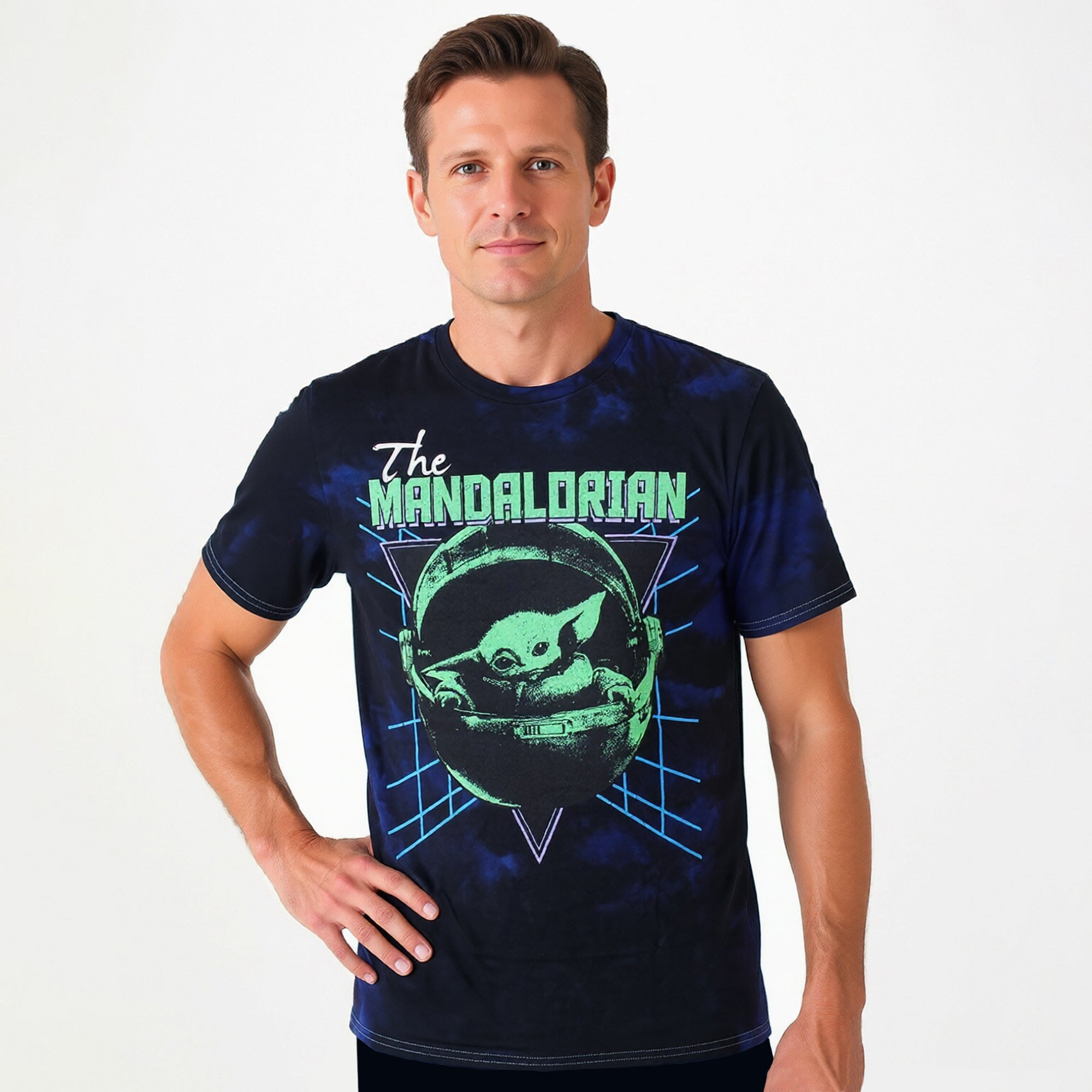 Star Wars Mens' The Mandalorian Transport Pod Dark Mode Tie-Dye T-Shirt