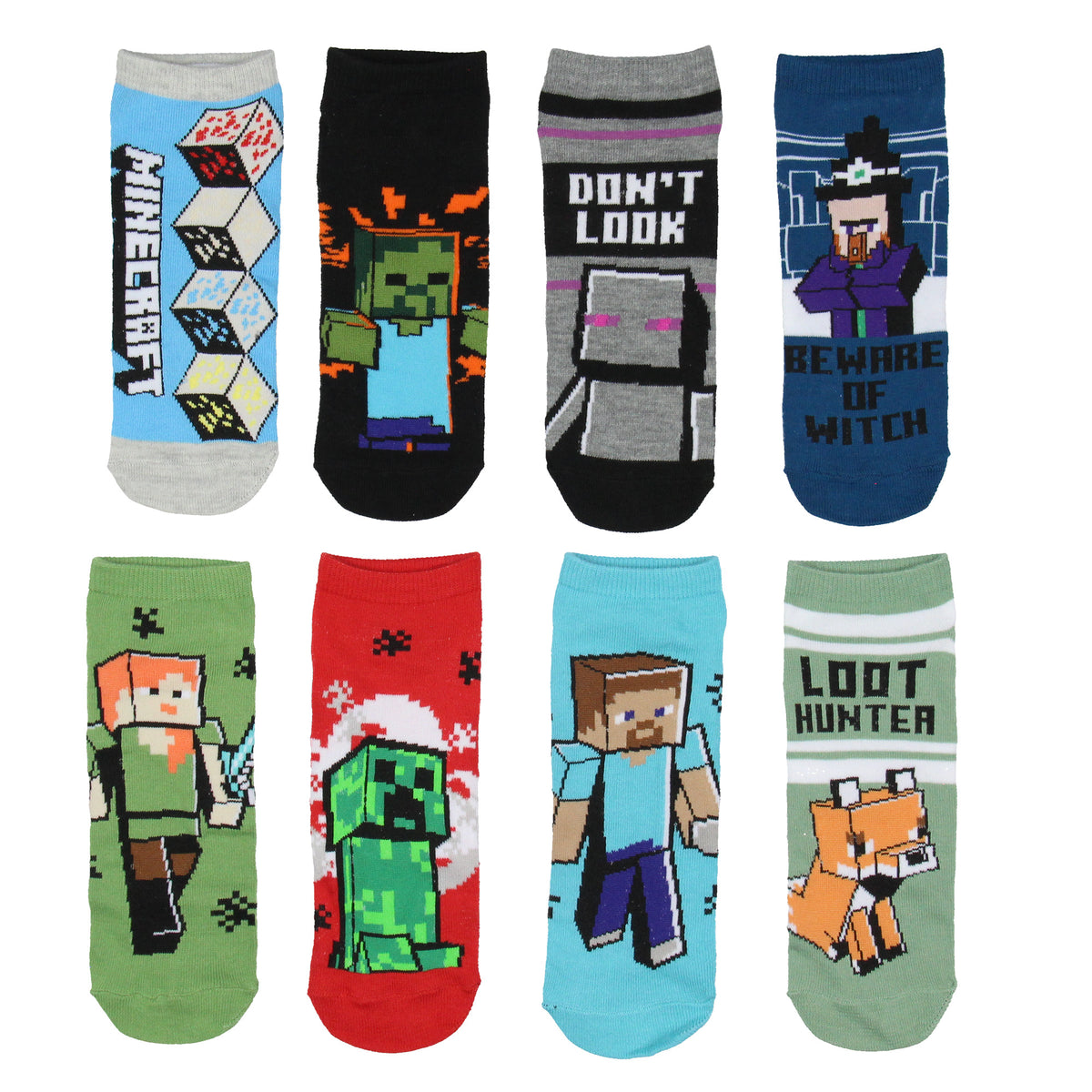 Minecraft Men's 12 Days of Socks Ankle and Crew Socks Mix and Match Gift Box Set