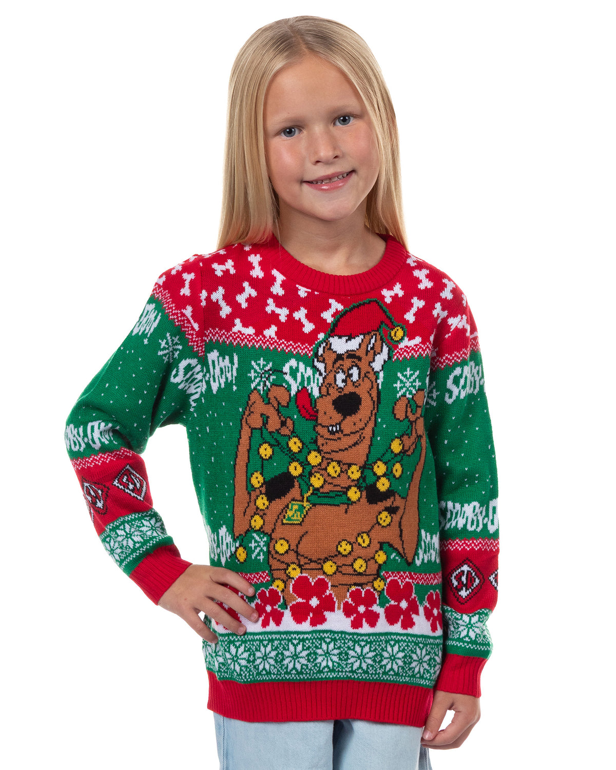 Scooby-Doo Ugly Sweater Tangled Lights Kids Knit Holiday Pullover