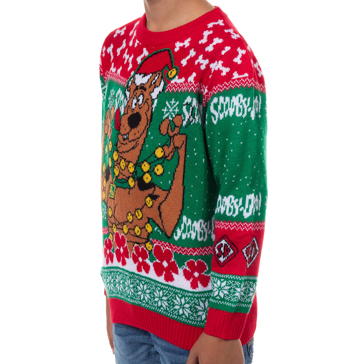 Scooby-Doo Ugly Sweater Tangled Lights Kids Knit Holiday Pullover