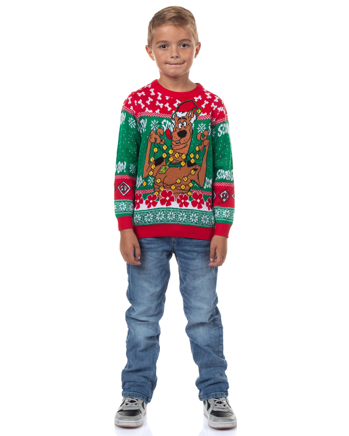 Scooby-Doo Ugly Sweater Tangled Lights Kids Knit Holiday Pullover
