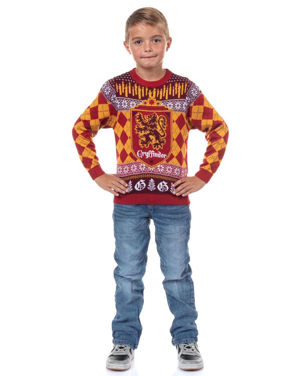 Harry Potter Ugly Sweater Kids House Crest Knit Christmas Pullover