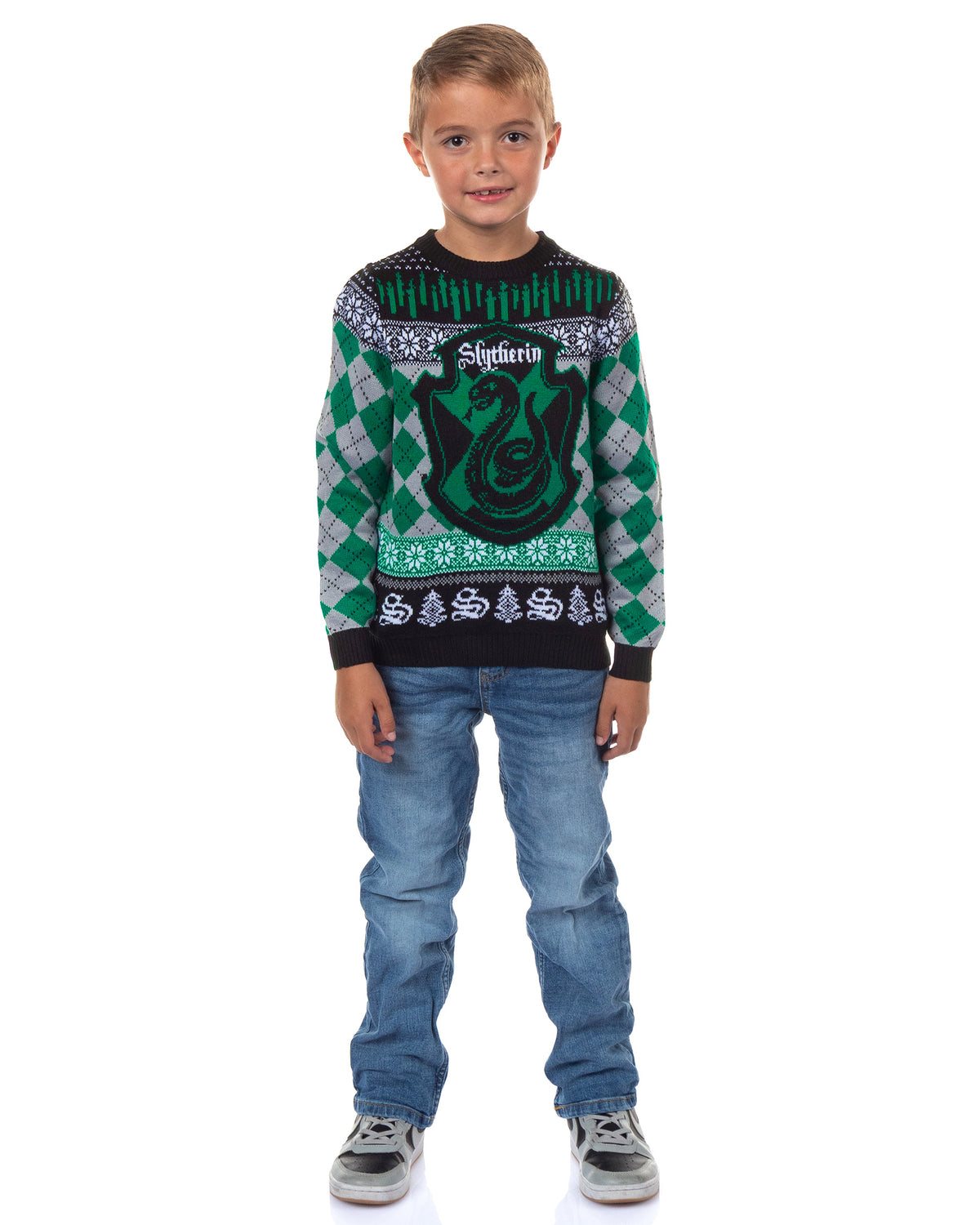 Harry Potter Ugly Sweater Kids House Crest Knit Christmas Pullover